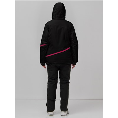 Горнолыжная куртка женская зимняя черного цвета 7091Ch