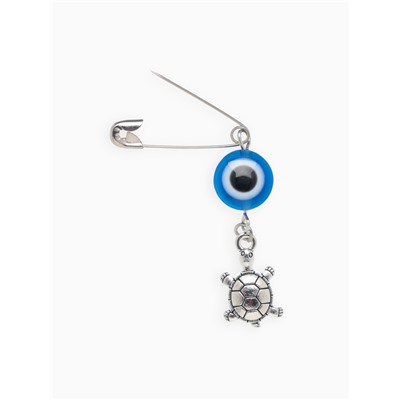 Булавка-оберег «На здоровье» черепаха, 2.2 см, синяя в серебре