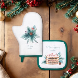 Набор кухонный Этель Sweet treat, варежка 20×28 см, прихватка 19×19 см,100% хлопок