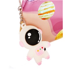 Пенал школьный на молнии Ракета Розовый, с подвеской