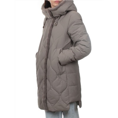 310 GRAY Пальто зимнее стеганое женское (200 гр. холлофайбер, натуральная норка)