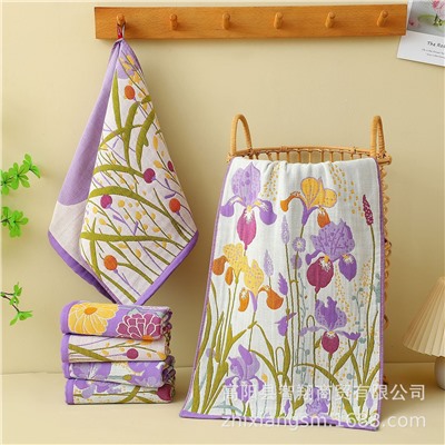 Quick dry cute cotton gauze bath towel for home use