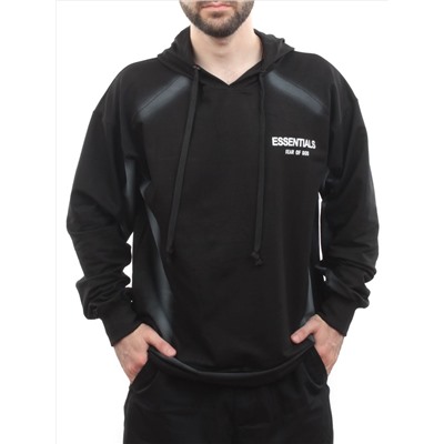 2649 BLACK/GRAY Толстовка мужская (75% хлопок, 20% полиэстер, 5% спандекс)