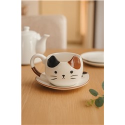 Керамический чайный набор (кружка+блюдце) «Mr. Purr», 430 ml