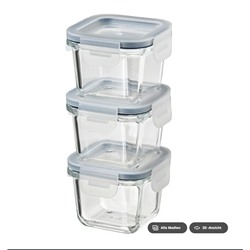 Vorratsbehälter mit Deckel, quadratisch/Glas, 180 ml