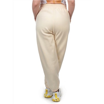 M041 BEIGE Брюки спортивные женские на флисе (100% хлопок) 7986