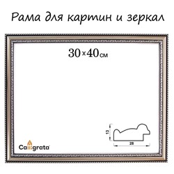 Рама для картин (зеркал) 30×40×2.8 см, пластиковая, Calligrata 6448, серебристый