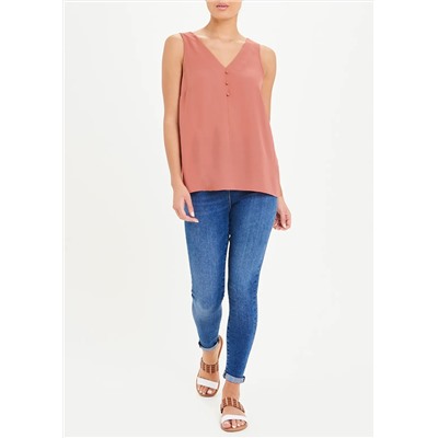 Pink Button Detail Vest Top