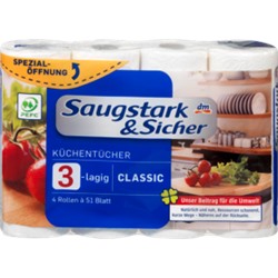 Saugstark&Sicher Кухонное полотенцае 3-lagig, 4x51 Blatt, 204 листов