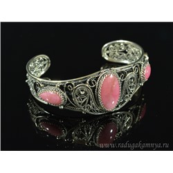 Браслет с родонитом "Орлец", 19,5 см.