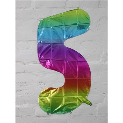 Шар фольгированный "Multicolour numbers" цифра 5, (80 см)