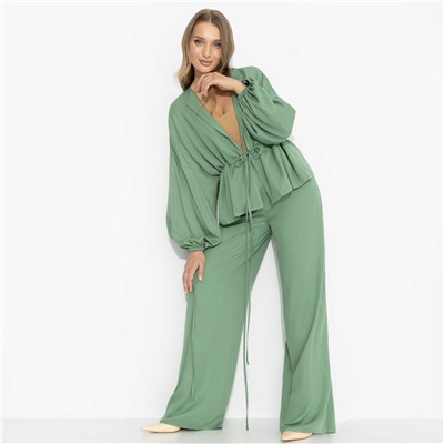 Брючный костюм из 100% вискозы, Серьезная леди (2 в 1, шалфей)