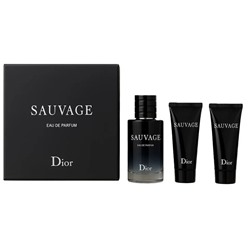 Мужской набор DIor Sauvage 3 в 1 (Парфюм, Гель для душа, Очищающее средство для лица)