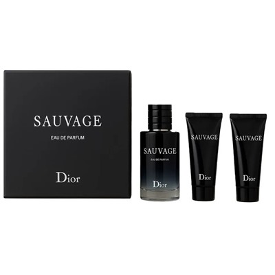 Мужской набор DIor Sauvage 3 в 1 (Парфюм, Гель для душа, Очищающее средство для лица)