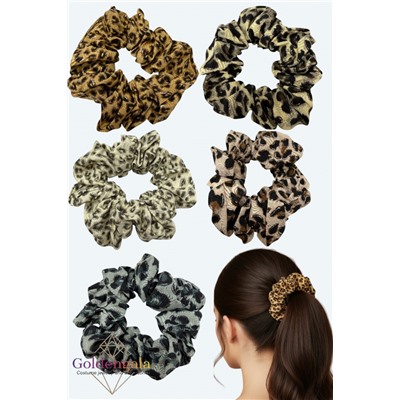 Резинка для волос объемная леопардовая 5 шт. Арт:Р17А/006