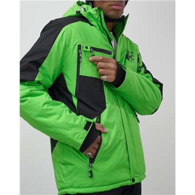 Горнолыжный костюм мужской зимний зеленого цвета 02381Z