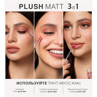LuxVisage Тинт-мусс 3в1 для губ, щек и век PLUSH MATT тон 304 Coffee toffee 3.6г