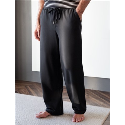 Брюки прямые на резинке из футера двухнитки с эластаном с затяжкой по низу