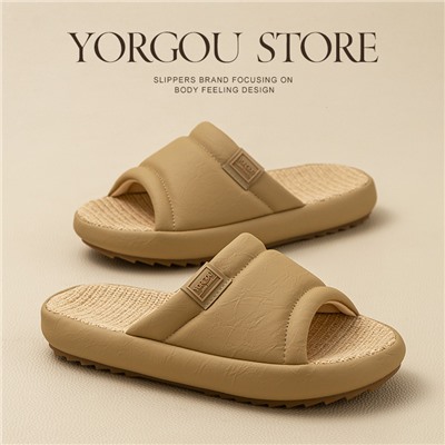 Slippers, summer non-slip deodorized footwear indoor, cotton and linen, absorbs sweat and smell