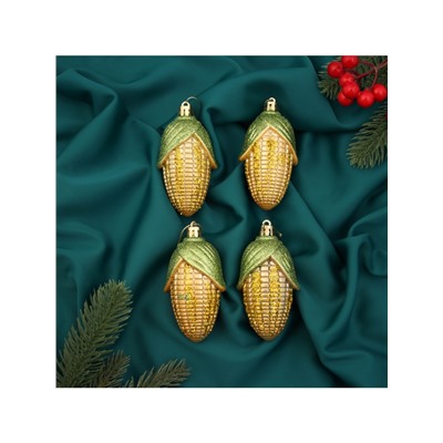 Ёлочные игрушки 4 шт. «Кукуруза» 10×4 см, жёлтый