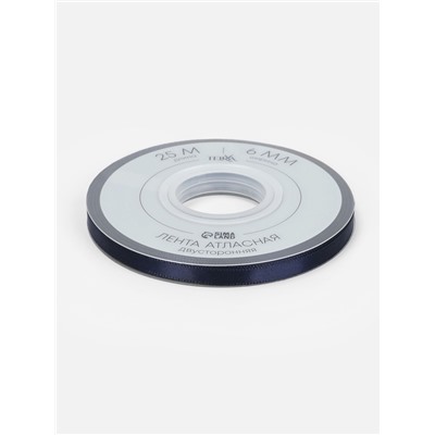 Лента атласная TEIRA, двухсторонняя, 6 мм, 25±1 м, тёмно-синяя №330