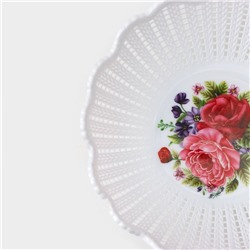 Ваза для хлеба и фруктов «Вязание», 18×4.5 см, рисунок МИКС, белая