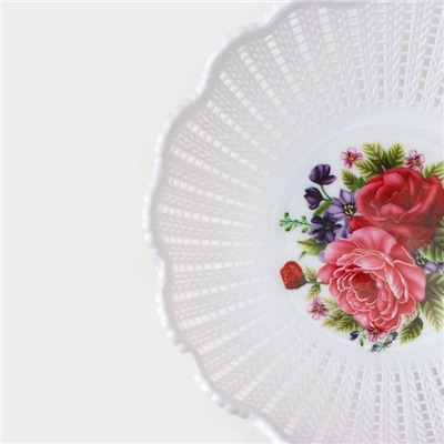 Ваза для хлеба и фруктов «Вязание», 18×4.5 см, рисунок МИКС, белая