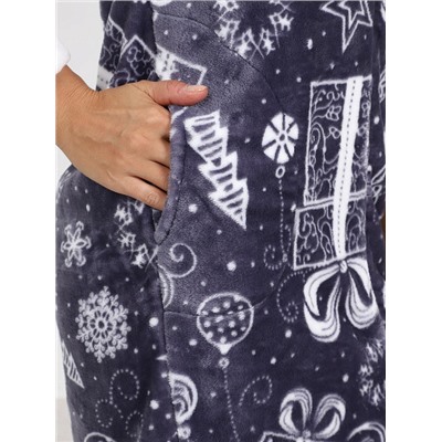 Халат Снежок снежинки серый ИвК