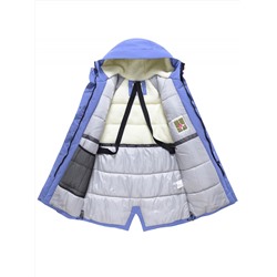 Парка зимняя женская с капюшоном василькового цвета 9538-1Vs