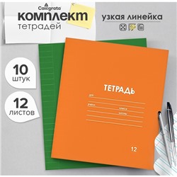 Набор тетрадей 12 листов в узкую линейку Calligrata «Однотонная Классика», обложка мелованная бумага, серые листы
