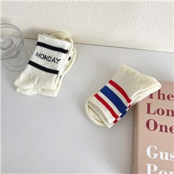 Tide, demi-season cotton white sports knee socks for men and women, internet celebrity, mid-length