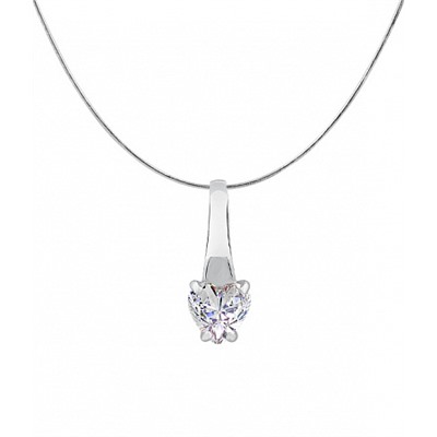 Подвеска с фианитом родированная серебро 925*