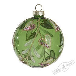 Шар "Нежное сердце" зеленый (стекло прозрачное) 8 см