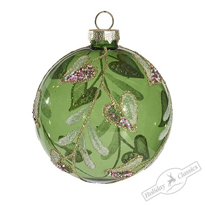 Шар "Нежное сердце" зеленый (стекло прозрачное) 8 см