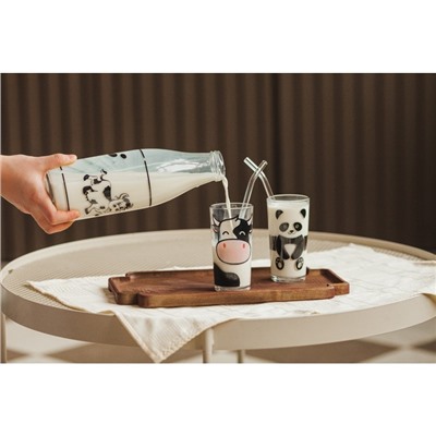 Бутыль для молока Доляна «Коровушка», 1 л, 8.5×25 см, стекло