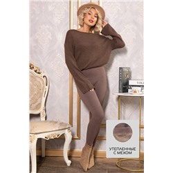 Лосины в рубчик утепленные (кофе) Б14804-7М
