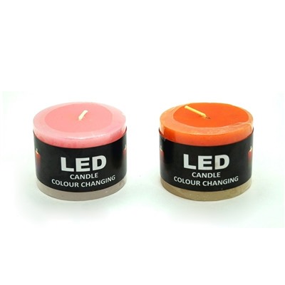 Свеча с led-подсветкой широкая, из парафина, цилиндрическая, цвета в ассортименте