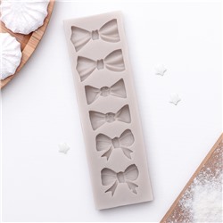 Молд для заливки Доляна «Шесть бантов», силикон, 15×4.5×1.1 см, розовый
