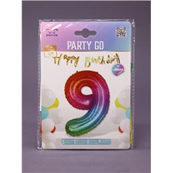 Шар фольгированный "Multicolour numbers" цифра 9, (80 см)