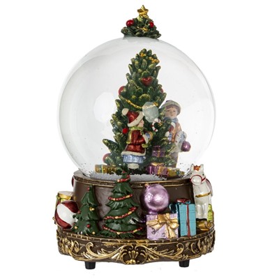 GAEM Фигурка декор в стекл шаре "Елка" (муз с ключ), D 9.5 см, L10,5 W10,5 H16 см