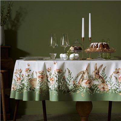 СКАТЕРТЬ ОВАЛЬНАЯ "SENSE", 140Х180СМ, 100% ХЛОПОК,ТВИЛ C ПРОПИТКОЙ