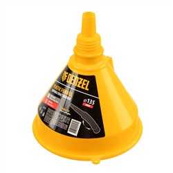 Воронка пластиковая 135 мм с металлическим ситом, гибким наконечником и непроливайкой Denzel