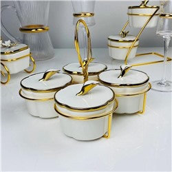 163-025 Набор из 4 банок на подставке MELODY в под.уп.(х12)Фарфор, металл