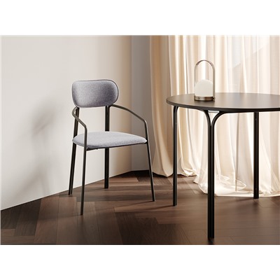 Стул Ror, Round, рогожка, черный/серый