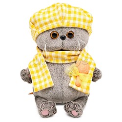 Кот Басик BABY в берете и шарфе в клетку