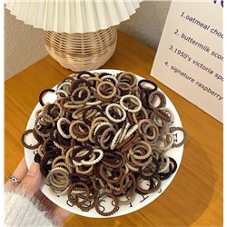 Набор резиночек для волос 100 шт. в косметичке с Ромашкой, диаметр 2 см. ЧЕРНЫЕ+КОРИЧНЕВЫЕ