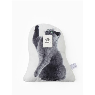 Подушка «Этель» Playful cat, 40×33 см, 100% п/э, велюр