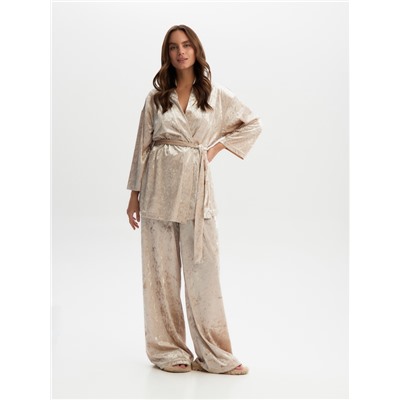 Комплект женский (жакет, брюки) KAFTAN Velvet р. 48-50, бежевый