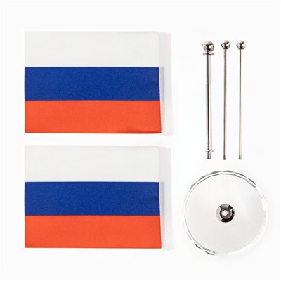 Флаг России настольный, на подставке, с двумя флажками 8×11 см, 16.5×12 см