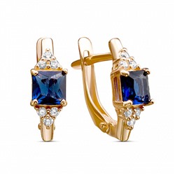 Серьги с фианитом позолоченные серебро 925*